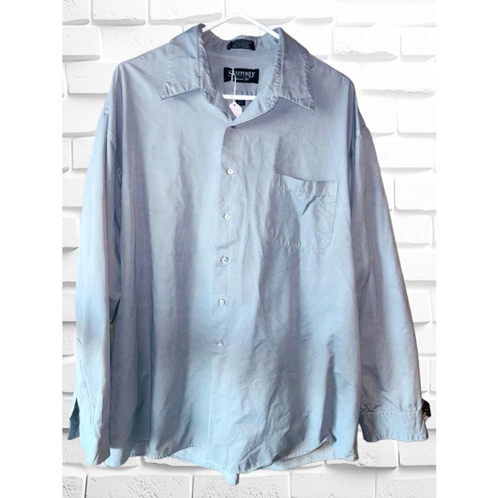 Stafford Men’s XL Relaxed Fit Blue Long Sleeved Button Down Casual Shirt